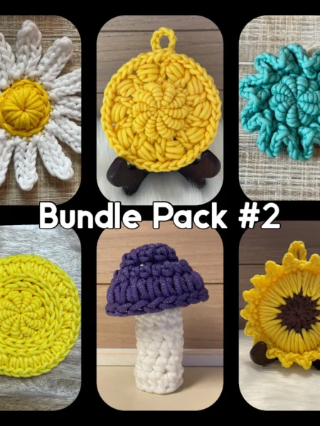 PATTERN -  CROCHET BUNDLE PACK #2 - 6 Scrubby Patterns bundled together, Scrubology Scrub it 100% nylon, face scrubbies, dish scrubbies, gifts