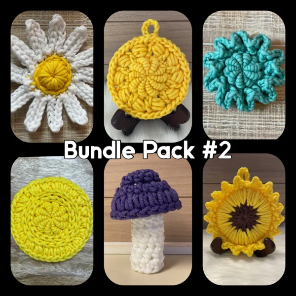 PATTERN -  CROCHET BUNDLE PACK #2 - 6 Scrubby Patterns bundled together, Scrubology Scrub it 100% nylon, face scrubbies, dish scrubbies, gifts